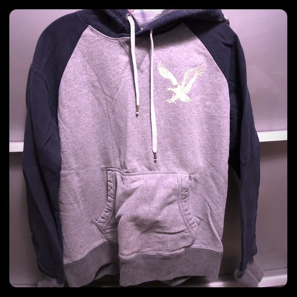 American Eagle blue/gray hoodie.